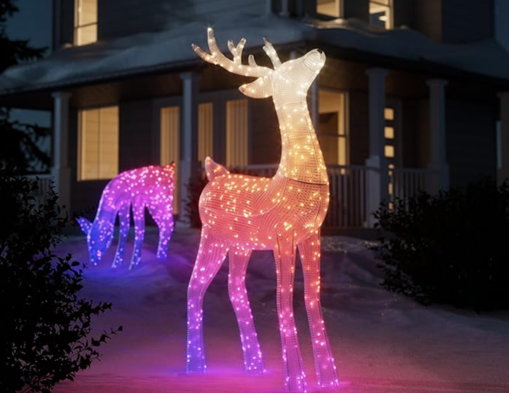 LED reindeer, giant sparkly light-up reindeer Christmas decorations for the lawn